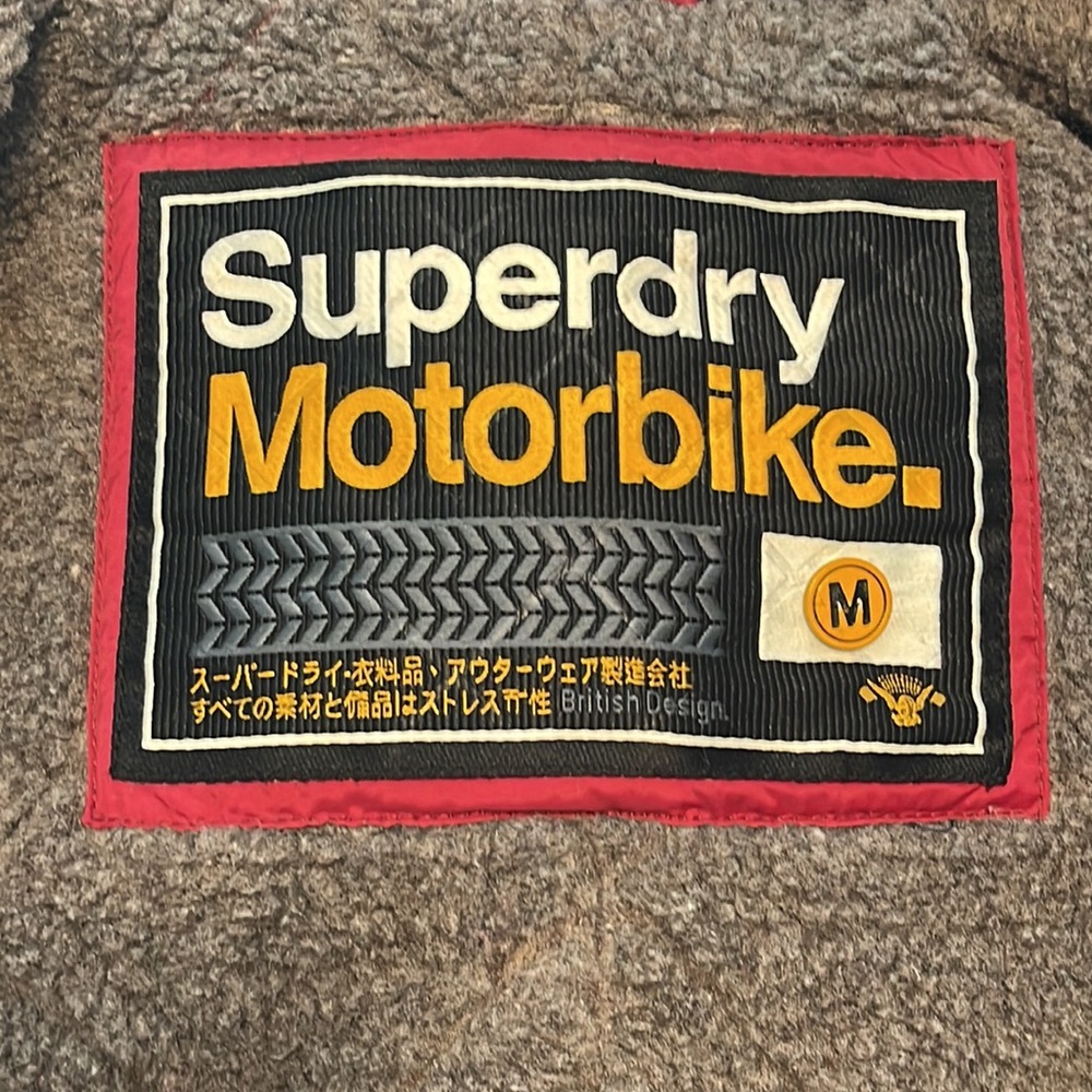 Superdry Motorbike Japan Womens Red Quilted Jacket Fleece Lined Size Medium - Picture 13 of 15